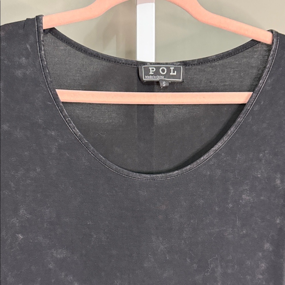 POL Black Acid Washed Short Sleeve Women's Dress Small Boho Coastal Casual - Picture 5 of 8